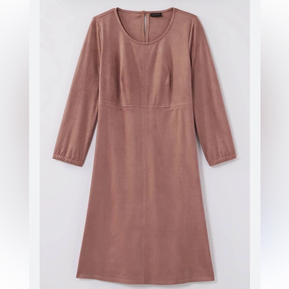 NWT J. Jill Wearever Faux Suede Shift Dress - Mauve Haze - Size Large Tall